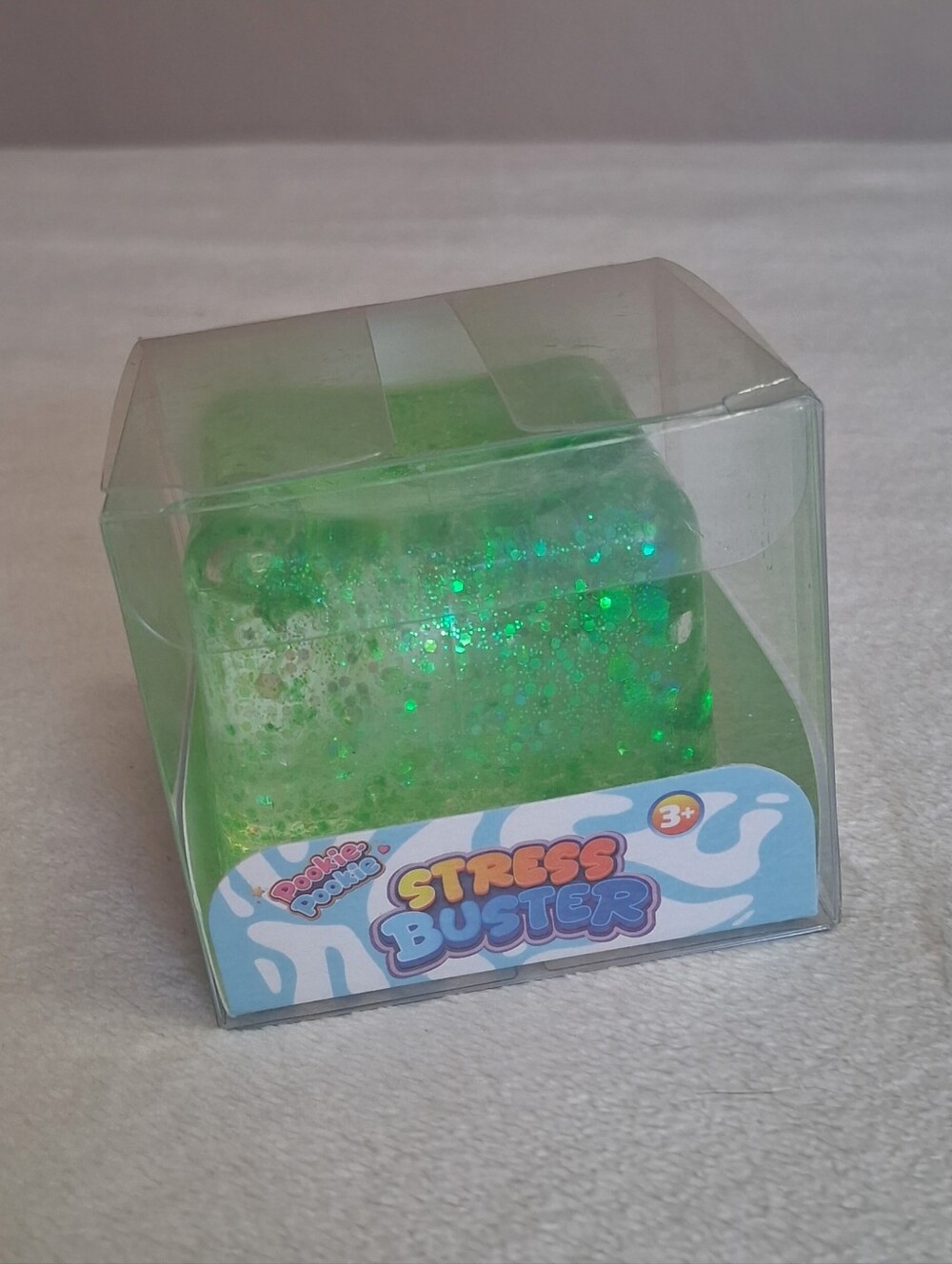 Pookie Pookie Stress Glitter Cube Squeeze (GREEN)